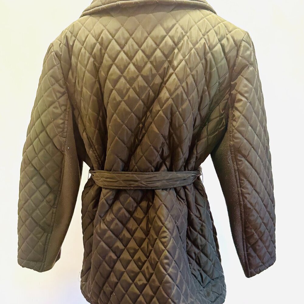 WESTPORT Button Down Snap Button Tie at the Waist Green Quilted Jacket Size 1X - Picture 7 of 12